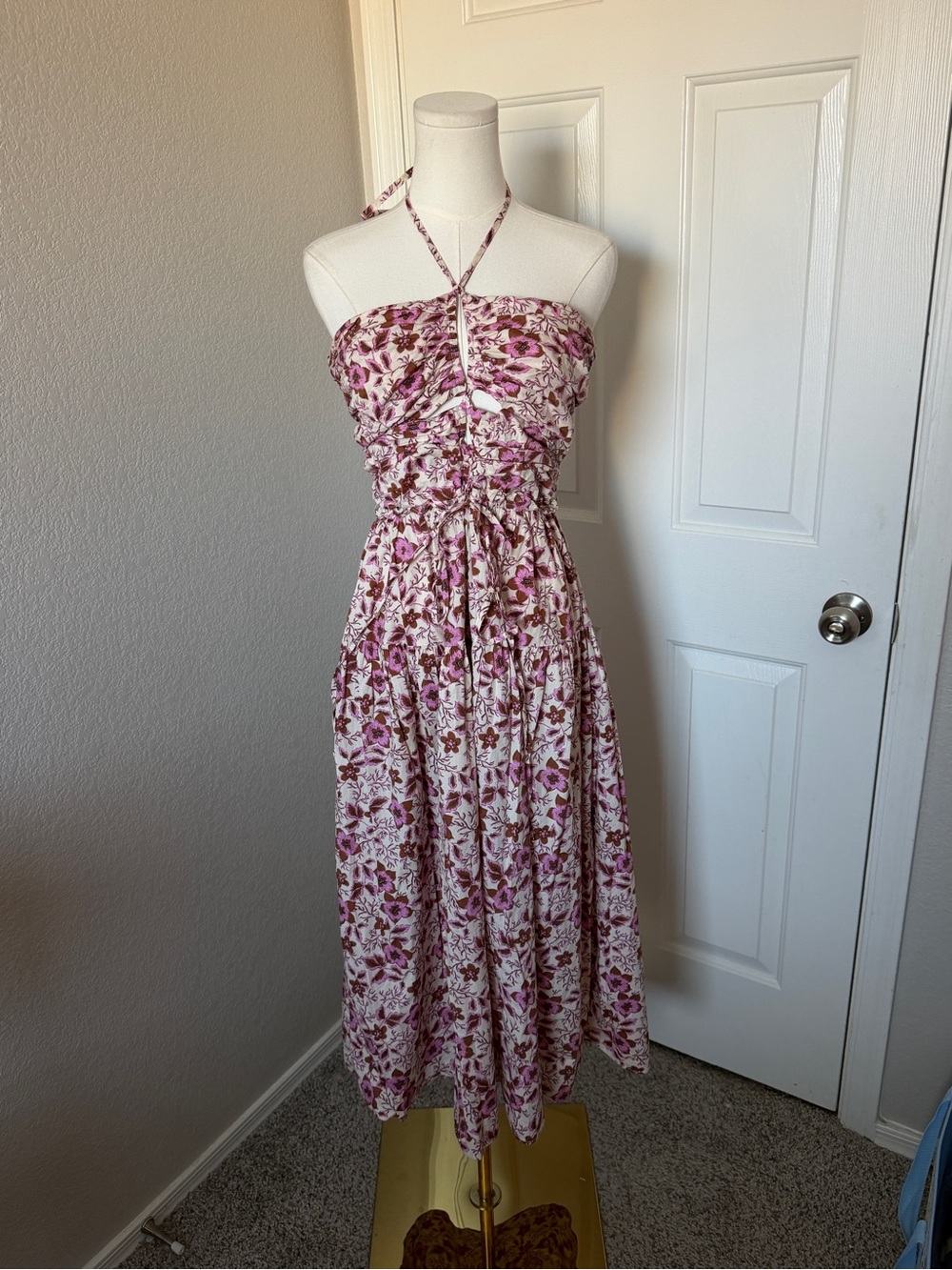 Jason Wu Convertible Floral Halter Midi Dress Size L EUC | Cotton - Picture 2 of 5